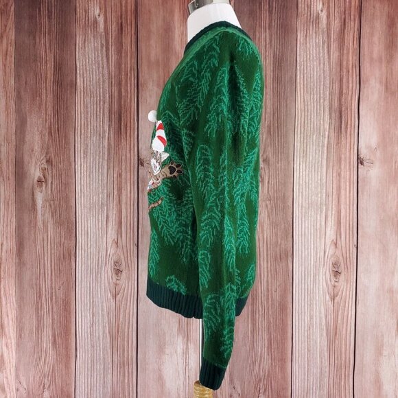 Blizzard Bay Unisex Adult Size Medium Green Tangled Cats Ugly Christmas Sweater - Picture 3 of 14